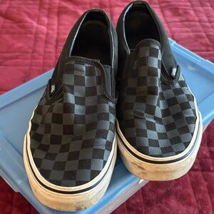 Vans Black and Gray Checkered Slip-Ons